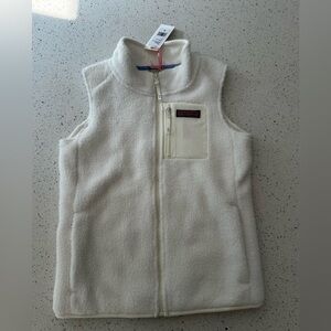 Vineyard Vines Kids marshmallow quilted Sherpa Vest